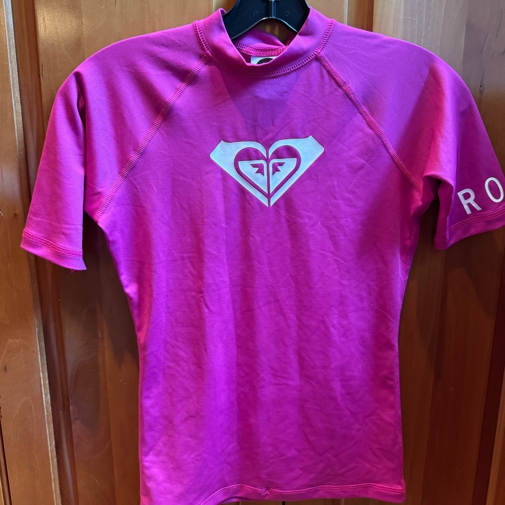Roxy Pink Rashguard Swim Shirt UV Protection